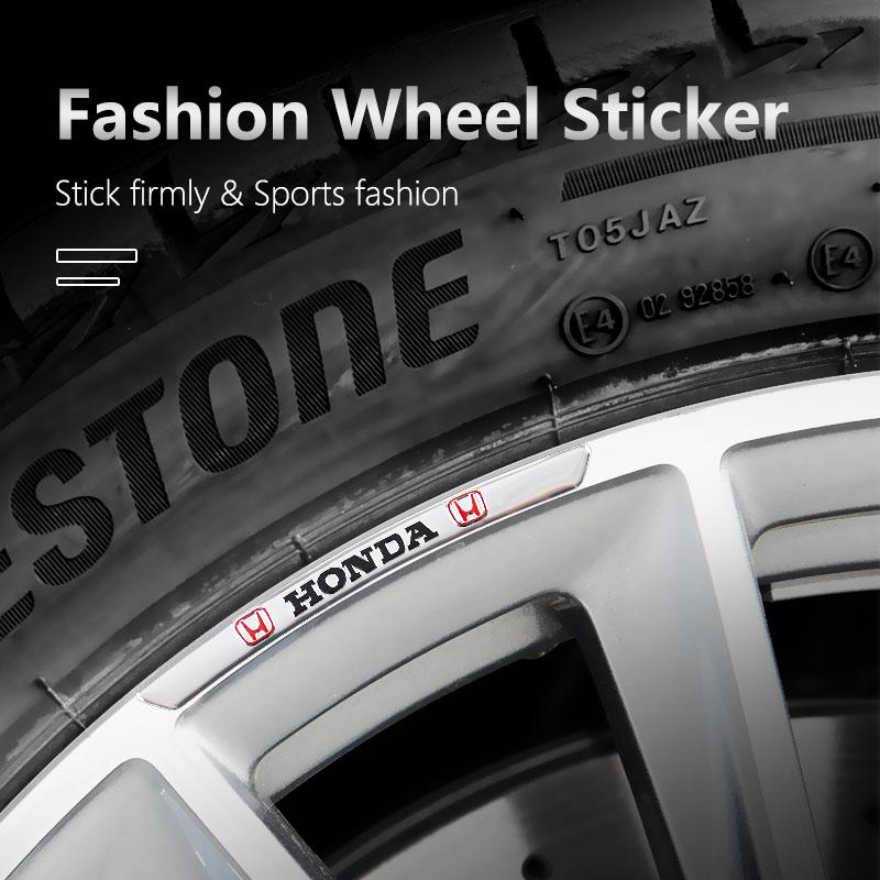 4Pcs Car Wheel Hub Stickers Aluminum Alloy Decoration Sticker For Honda Civic Accord Fit Jazz Pilot CRV Odyssey Passport City akf256