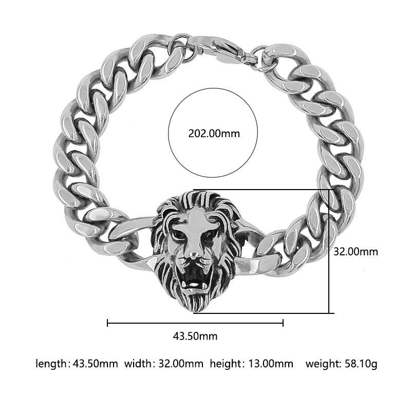 Lion Head Hip Hop Bracelet: Trendy Thick Chain, Heavyweight Titanium Steel for Men and Women