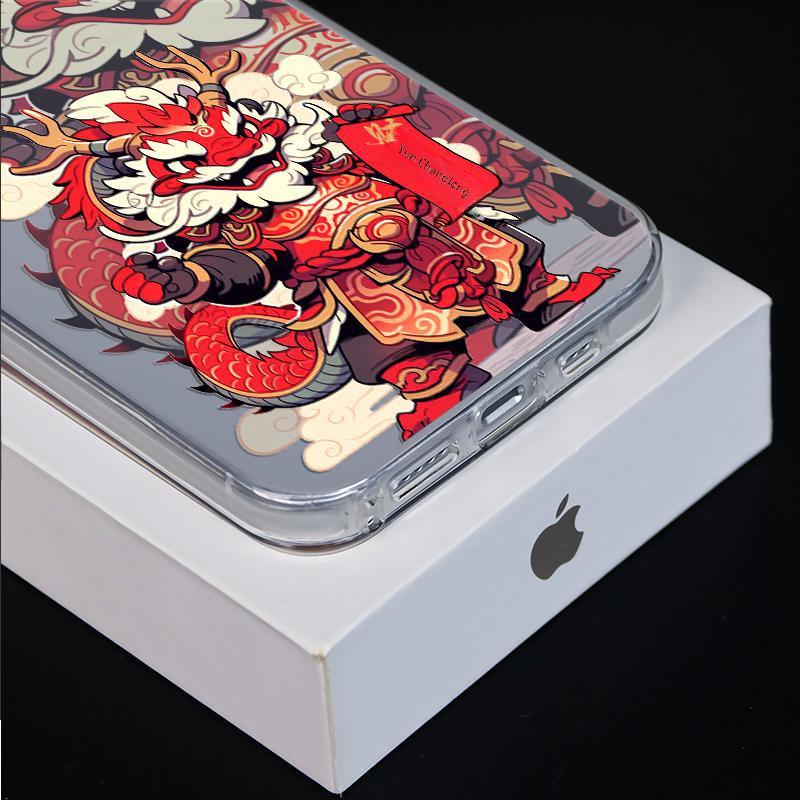 Apple 15 Pro Golden Dragon New Year Silver Case: 12-color, anti-fall, hard shell, frosted finish (14/13 compatible, size L)