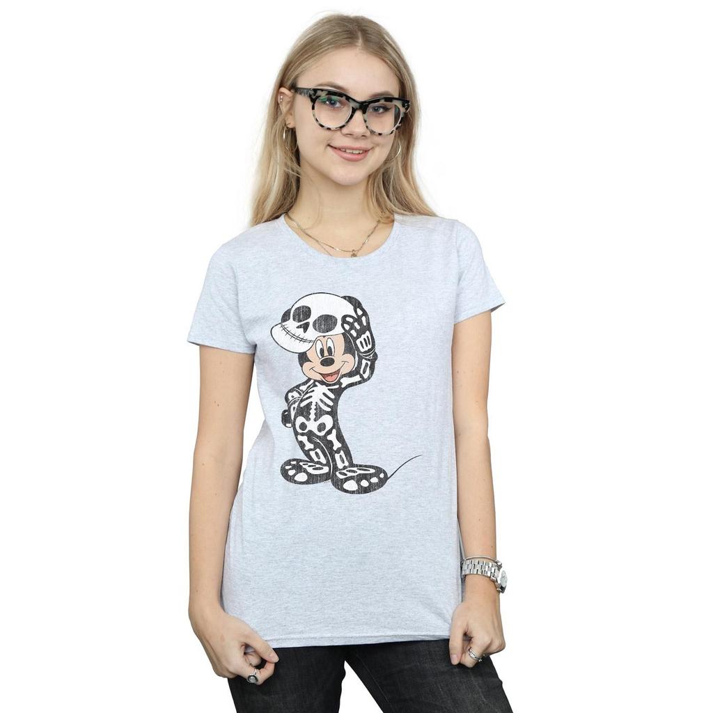 Disney Damen Mickey Mouse Skelett Baumwoll-T-Shirt