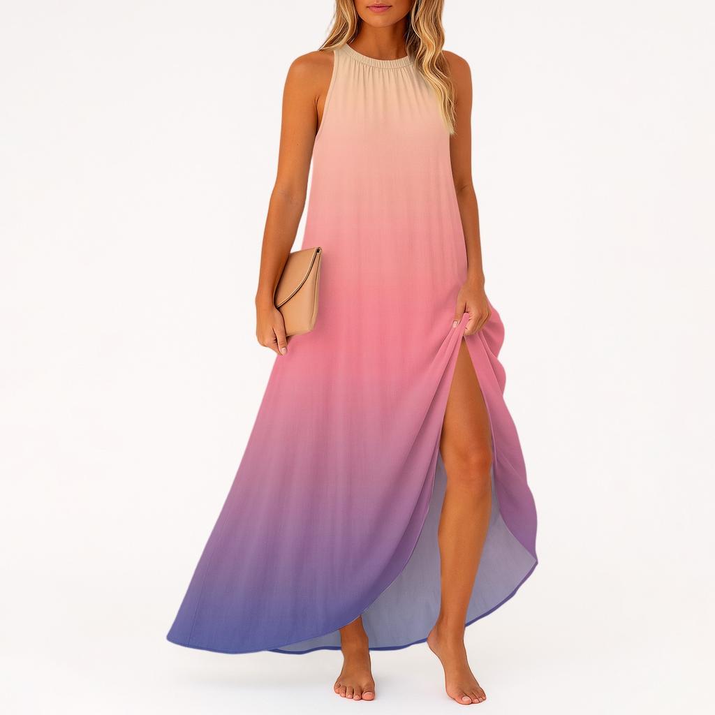 Women's Casual And Fashionable Round-neck  Sleeveless  Mid Length Dress