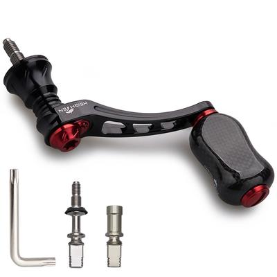 HEIGHTEN 45-50mm Adjustable Reel Handle with 21mm Carbon Knob for Shimano and Daiwa Arch Series Spinning Reels (Black & Red) (930)