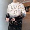 Autumn and winter new, sweater men's knitted sweater loose casual letters gradual change versatile casual fashion trend comfortable