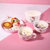 1 st Sanrio Hellokitty Servis Säker Och Värmetålig Tre Fack Tallrik Skedhandtag Kopp Melamin Servis För Bestick Skål