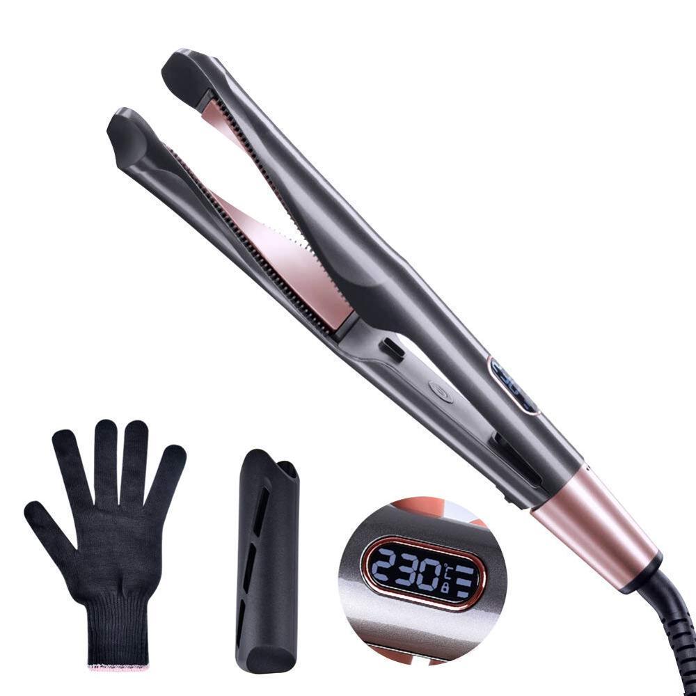 2 In 1 Hair Straightener And Curler Tourmaline Ceramic Twisted Flat Iron Straightening And Curling With LCD For Hair Styling