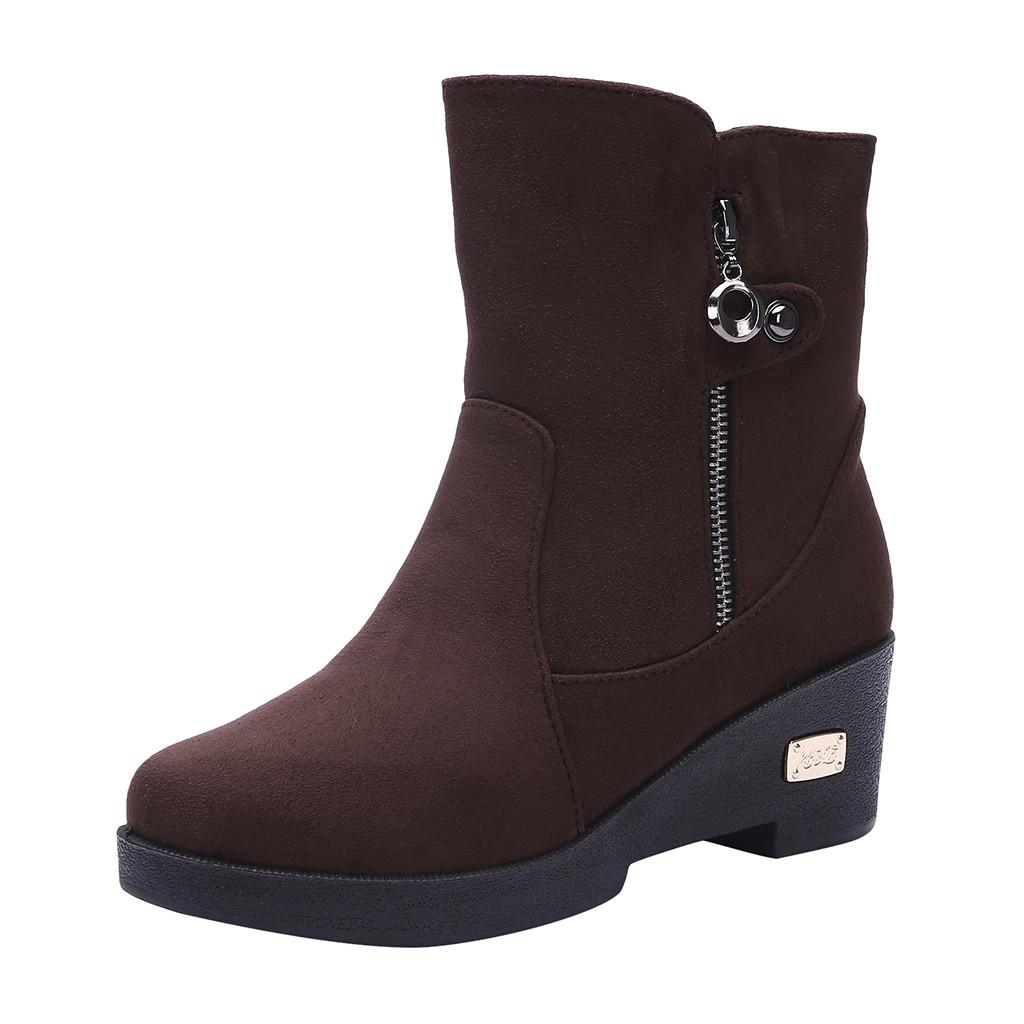 Women's Short Boots Winter Platform Bootie Outdoor Flock Footwear Warm Shoes