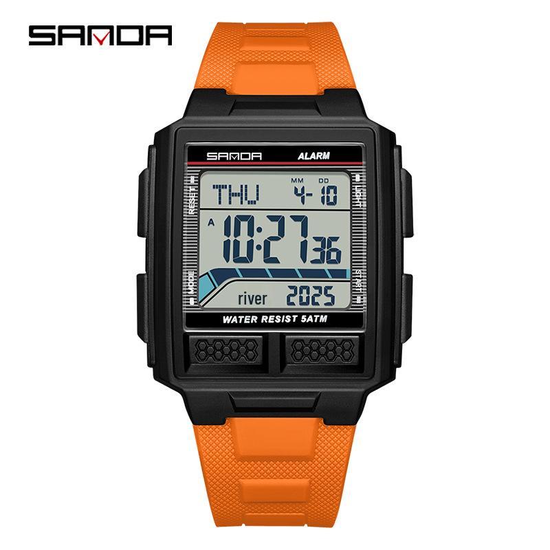 SANDA Youth Sports Luminous Waterproof Multifunction Watch with World Time & Alarm