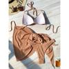With Beach Sarong Bra Cup Wrinkled Bikini Female Swimsuit Women Swimwear Three-pieces Bikini Set Push Up Bathing Suit Swim Lady