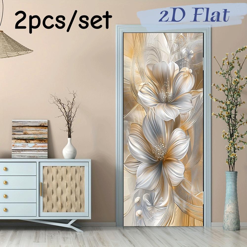 

2pcs relief flower wall stickers, modern and simple living room entrance decoration stickers, self-adhesive and removable bedroo (as the picture,38.5x200cmx2)