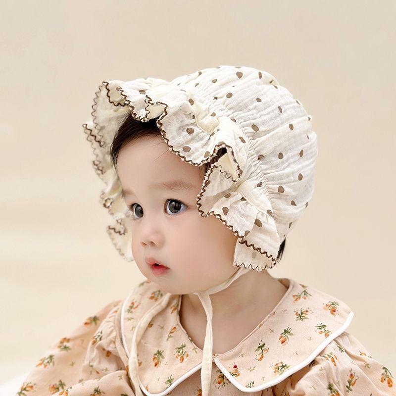 Summer Newborn Baby Hat Cute Bear Rabbit Flower Print Beanie Cap for Baby Girl Soft Cotton Lace-up Infant Princess Caps Bonnet