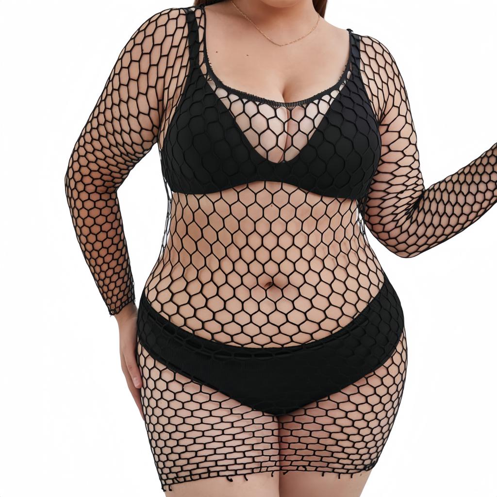 NEWJOINFUN Oversize Women Sexy Open Bra Crotchless Lingerie Lace Hollow Bodysuit Erotic Teddies Plus Large Size Underwear Set