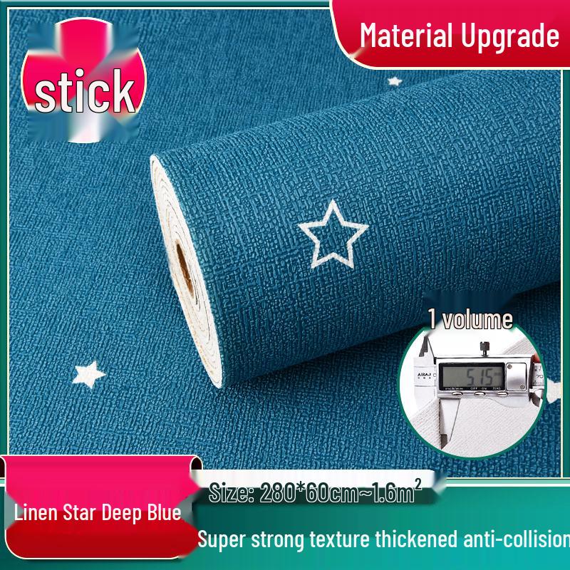 3D Self-Adhesive Linen Wallpaper: Thickened, Moisture-Proof, Light-Blocking, Thermal Insulation, Fire Retardant Aluminum Foil.