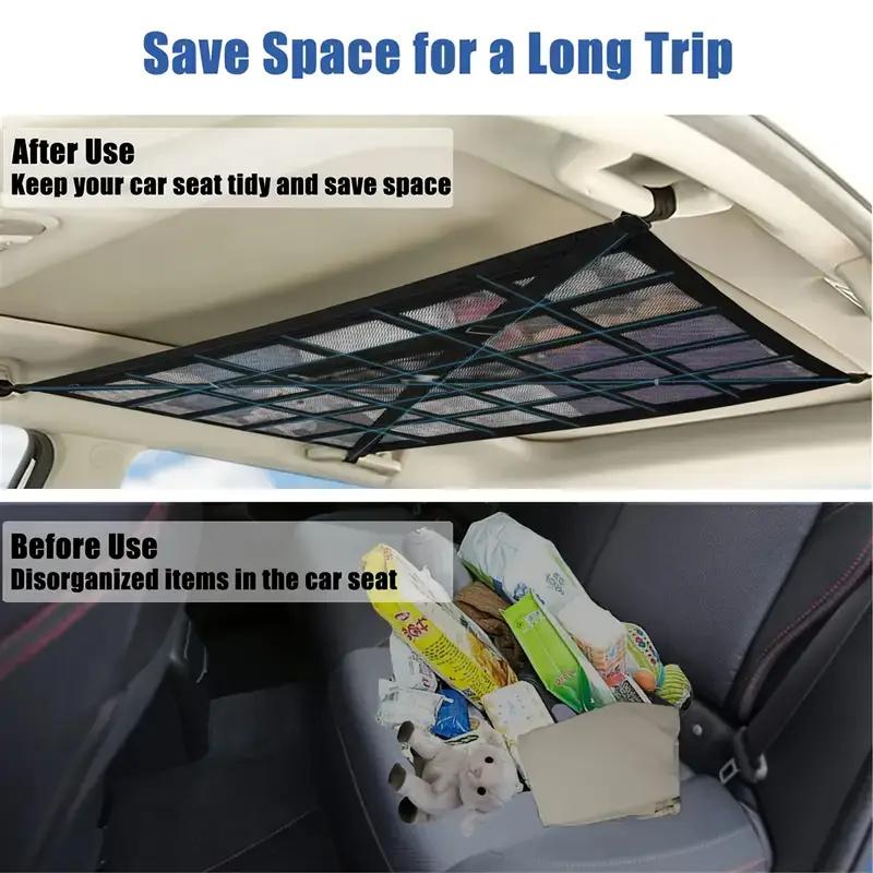 Car Ceiling Cargo Net Car Ceiling Cargo Net Space Saving Car Trunk Storage Pocket Organizer Sundries Bag Roof Cargo Net for Car