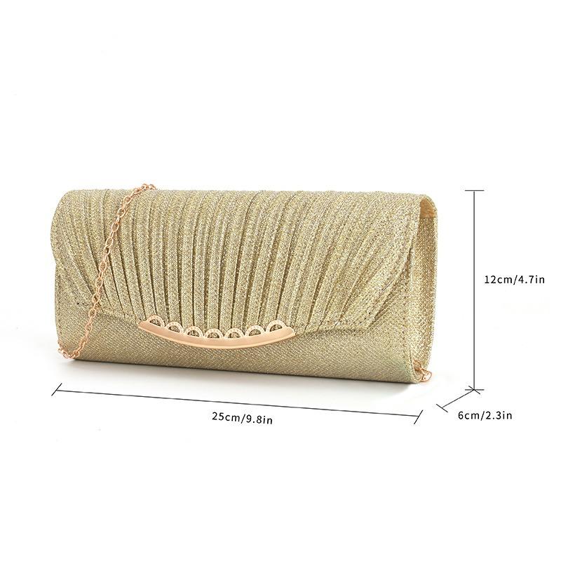 Dámská taška na večeři Řetízkový popruh Crossbody vráska Party Večerní taška na líčení Šití Svatební kabelka