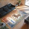 Horse Theme Crystal Velvet Floor Rug Personalized Custom Name Text Warm Carpet Home Decoration