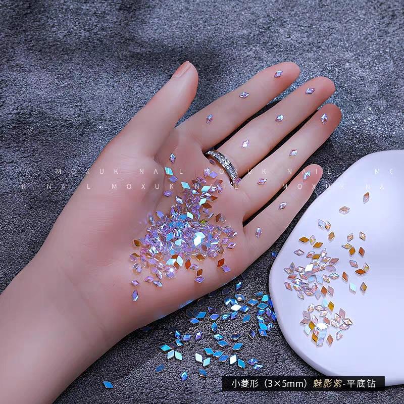 1440 Pieces Phantom Purple Irregular Flat Bottom Rhinestones Aurora Nail Art Accessories Mixed Glass Stickers Decals