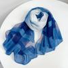 Spring And Autumn Thin Hanging Dye Gradual Change Blue Scarf Plant Dyeing Blue Dye Silk Scarf Women'S Fashion Versatile Literary Shawl