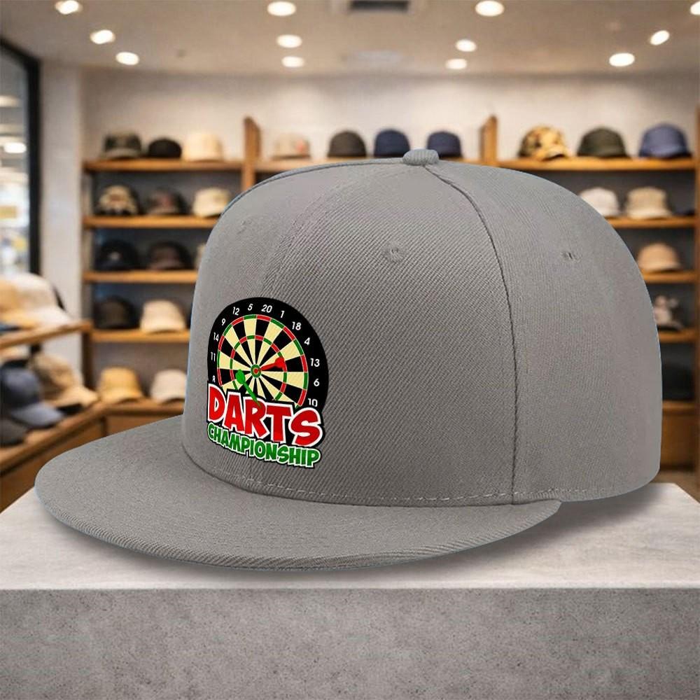 Berretto da Baseball con Stampa Grafica Campionato di Freccette, Visiera Piatta, Poliestere, Snapback Casual, Unisex, Sportivo