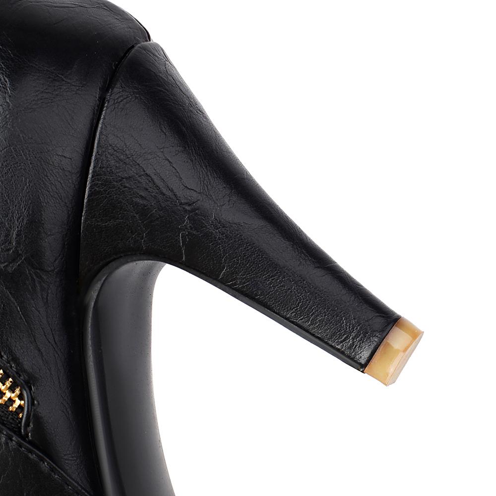 Black Brown Women Ankle Boots Pointed Toe High Spike Heel Big Size 47