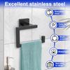 Stainless Steel Towel Holder Matte Black Square Paper Roll and Hand Towel Ring with Screw Accessories for Home Bathroom Kitchen