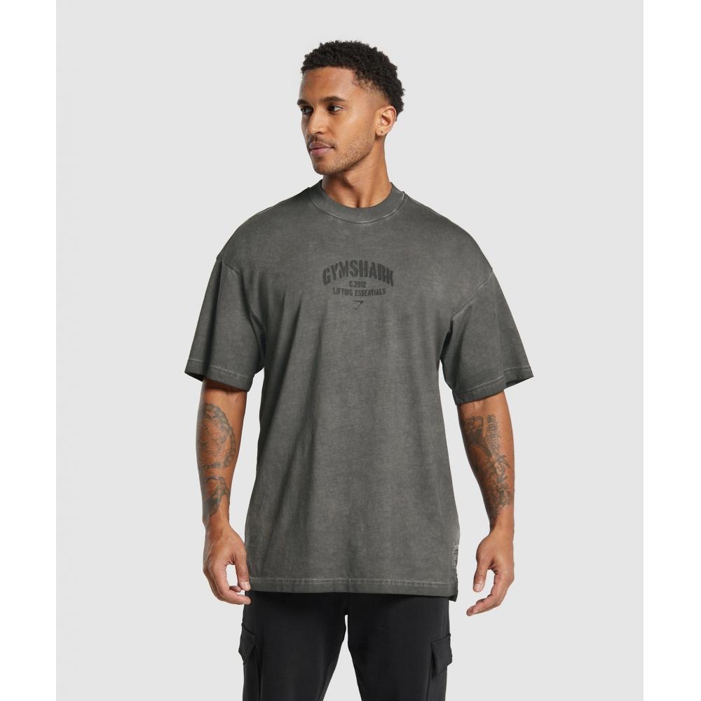 

GYMSHARK Тяжелая потертая футболка, черная A5A5X BCDX M