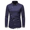 European Hollow-Out Asymmetrical Embroidered Men's Long Sleeve Western Shirt