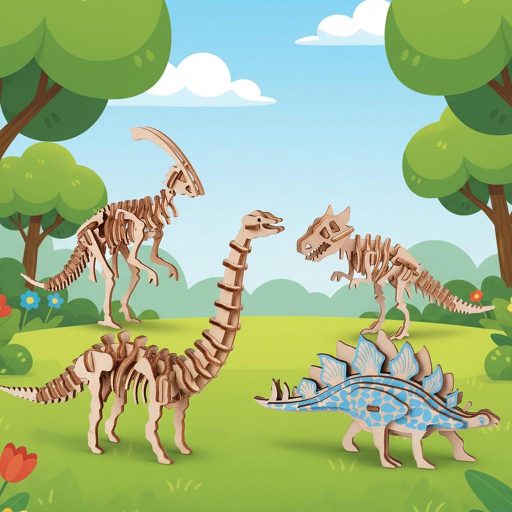 3D Wooden Dinosaur Handmade Miniature Dinosaur Model Assembly Educational Birthday Adult New Christmas Gift Puzzle, Kit, Toy, Gift, Gift, Year's Gift,