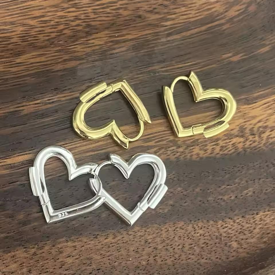 Xiaomi 925 Sterling Silver Earrings For Women Geometric Trendy Simple Big Heart Earring Jewelry Prevent Allergy Party Accessories