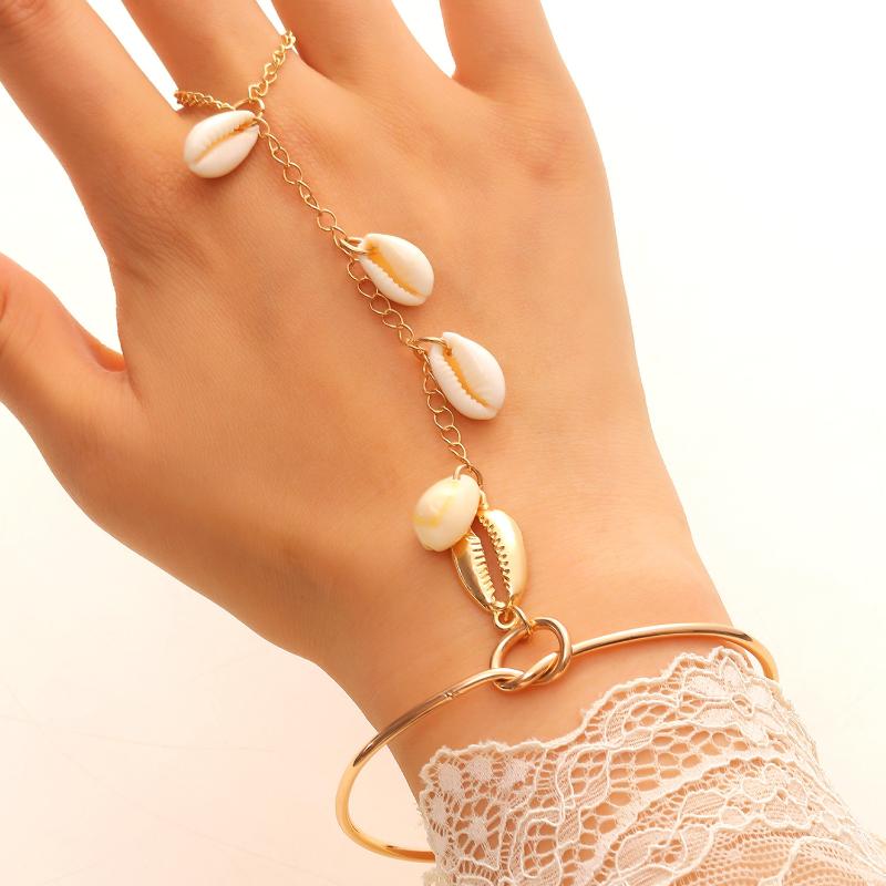 Pulsera de anillo grande de oro para mujer, cadena de muñeca, joyería, cadena para la espalda