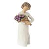 Gift for Mothers Day Girl Holding Bouquet Resin Figurine, Faceless Lady Statue, Romantic Desktop Ornament Durable Craft Living Room Bedroom
