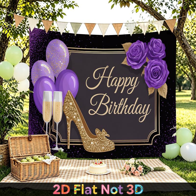 Purple Balloon Party Backdrop 1pc - Photo Booth Props