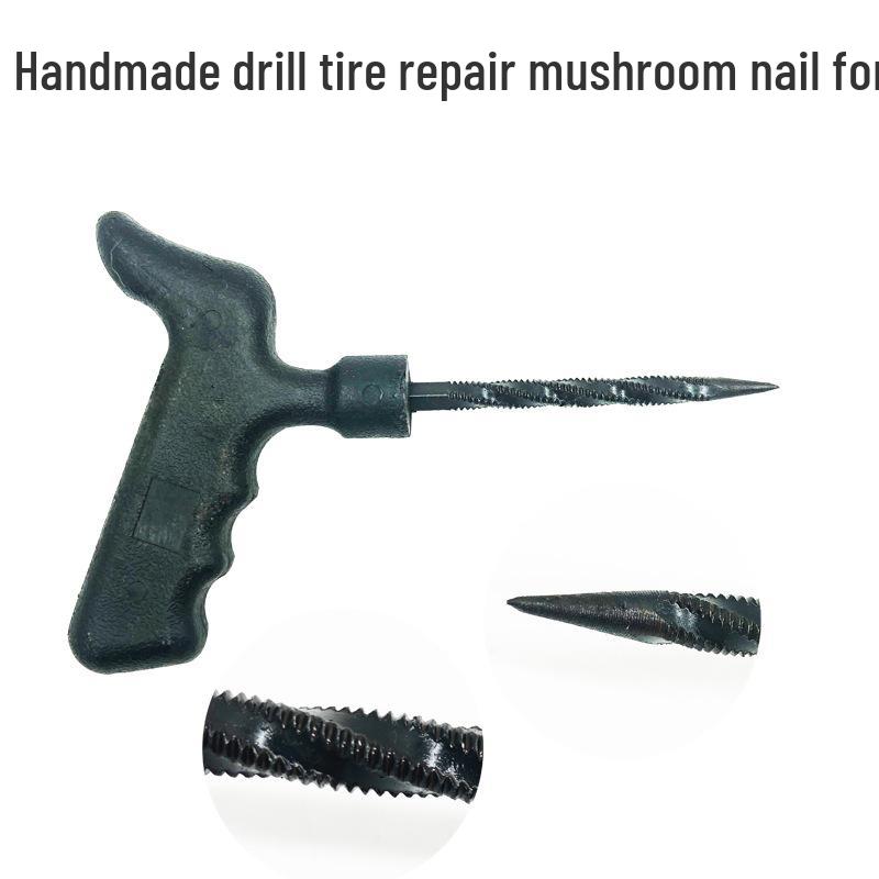 Mushroom Nail Tire Repair Tool: Hand Awl, Drill, Reamer, Vacuum, 4.5-6mm Glue Applicator.