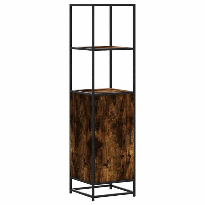 VidaXL High Buffet Smoked Oak 35.5x35x139 Cm Engineered Wood Metal, Side Cabinet, High Storage Cabinet, Display Cabinet 849046