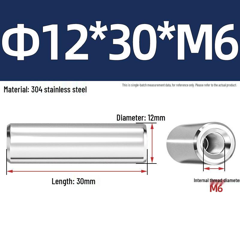 Pin Cilindric din Oțel Inoxidabil 304 cu Filet Interior M4/M6/M8 și Orificiu - Coloană de Suport și Ghidare