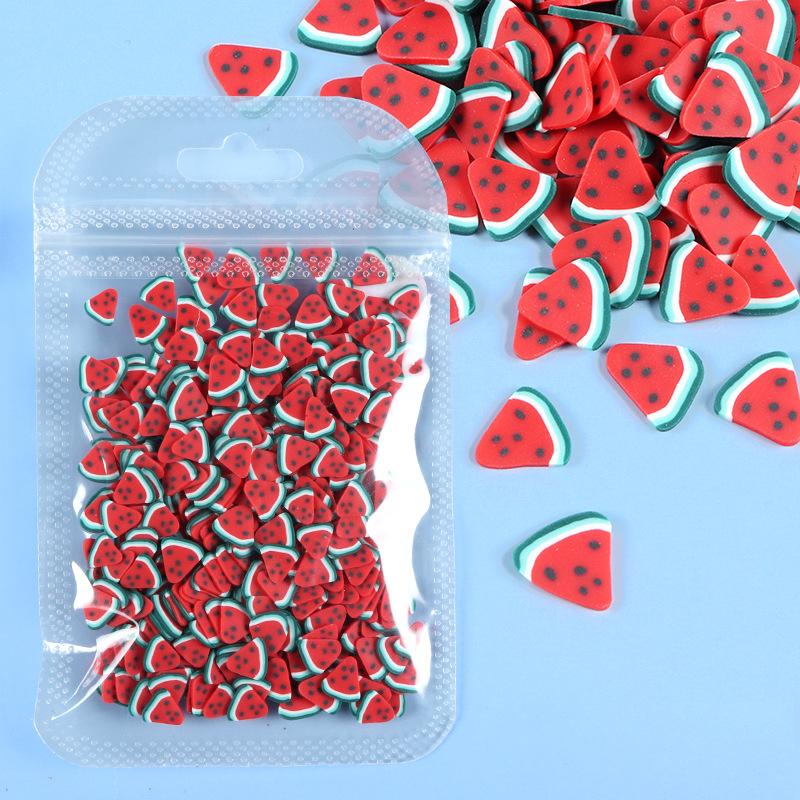 10G 3D Fruit Series Soft Clay Slice Strawberry Lemon Nail Glitter Nail Art Deco Design DIY Nail Art Supplies