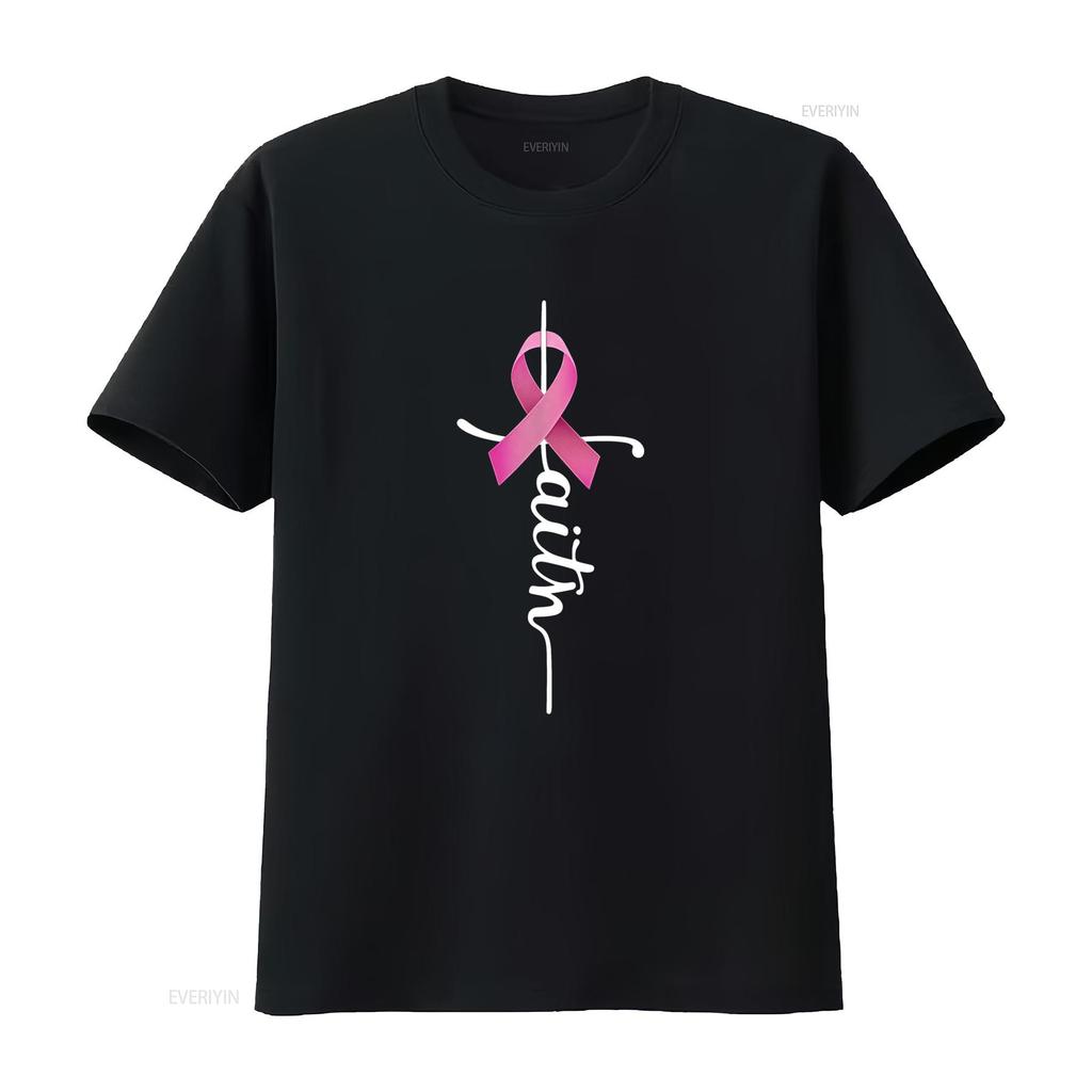 Faith Breast Cancer Awareness Ribbon Mens T Shirt vintage Washed Soft graphic designer clothes homme Stretched Slightly