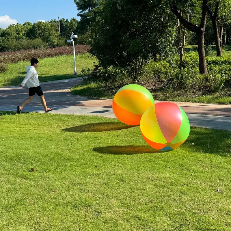 60cm Rainbow Inflatable Beach Ball - Extra Large Colorful Toy for Kids, Pool, Lawn, and Outdoor Games