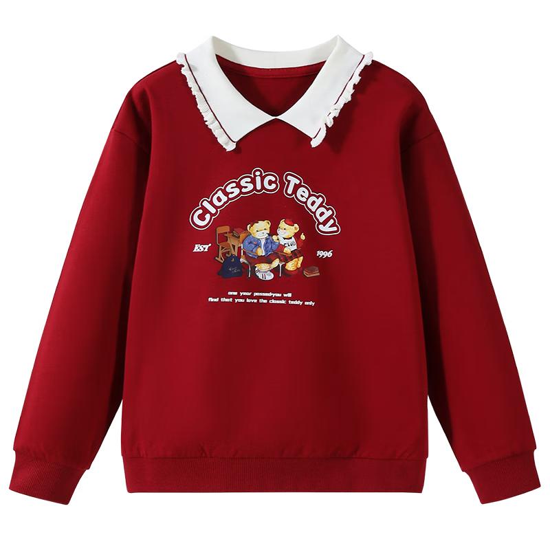 Classic Teddy Girls  Cotton Lapel Sweatshirt 140