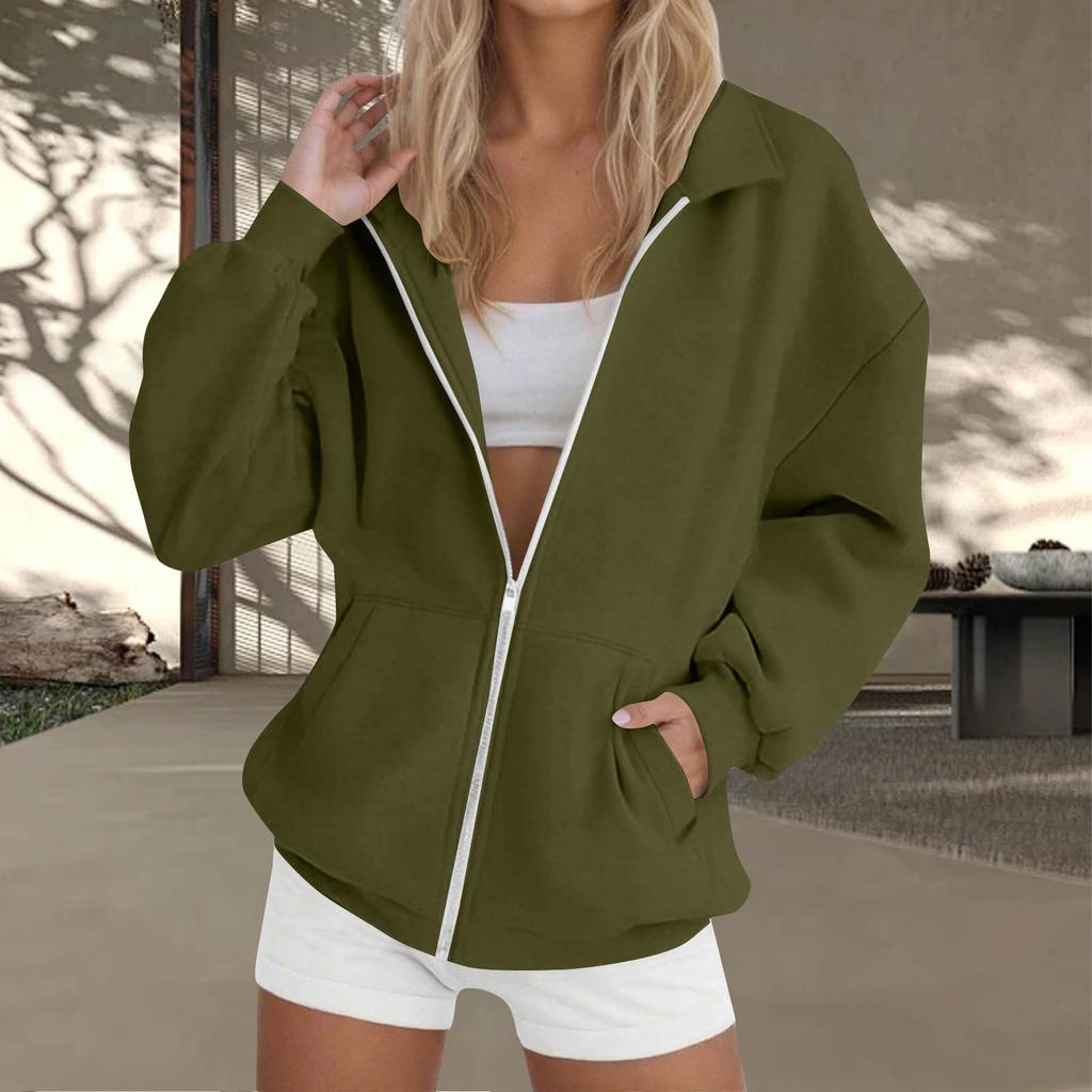 Women's Zip-Up Long Sleeve Sweatshirt Top