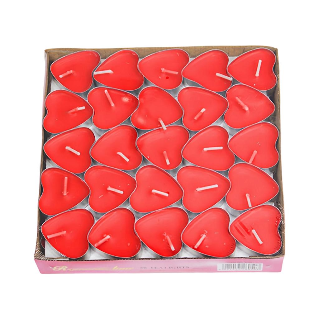 50pcs Valentine's Day Heart Shaped Tea Candles, The Perfect Choice For A Wedding Anniversary Party.