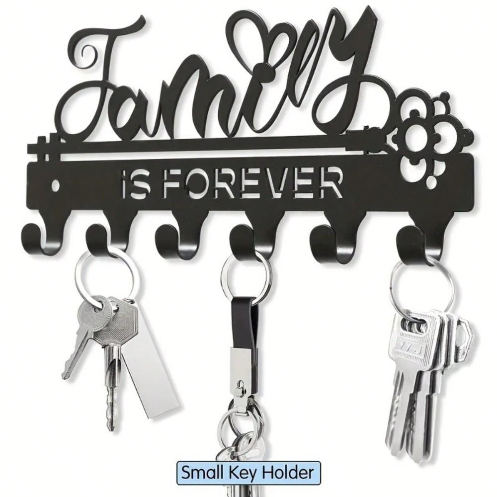 Vintage Black Metal Key Hook with Floral Design Customizable Text Farmhouse Wall Organizer for Keys and Coats Home Decor