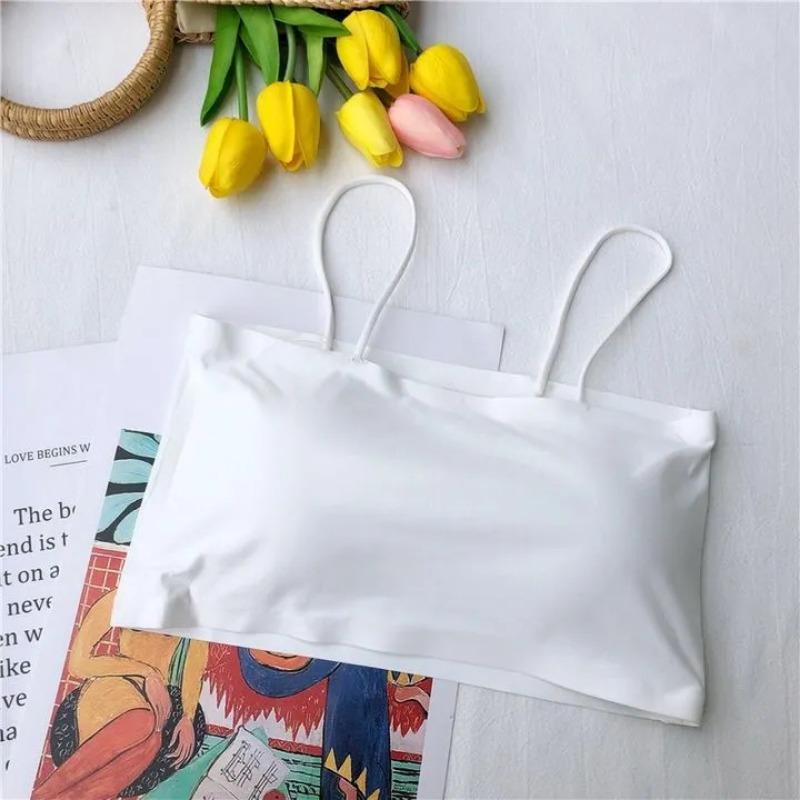 Women Summer Thin Ice Silk Seamless Bandeau Tube Top Anti Exposure Inner Wear