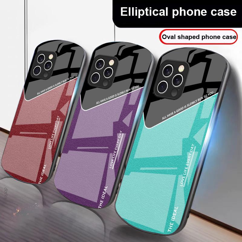 Leder-Gitterelement für iPhone 16 Pro Max 15 Pro 14 13 12 Mini 11 XS Max XR 7 8 Plus SE 2022 Elliptische Glas-Handyhülle