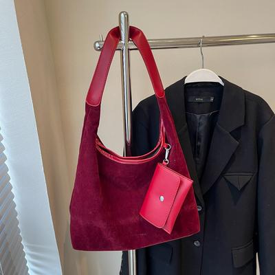 Retro Casual Commuting Large-capacity Bag Women's New Autumn and Winter Suede Tote Bag Small Bag Casual Shoulder Bag