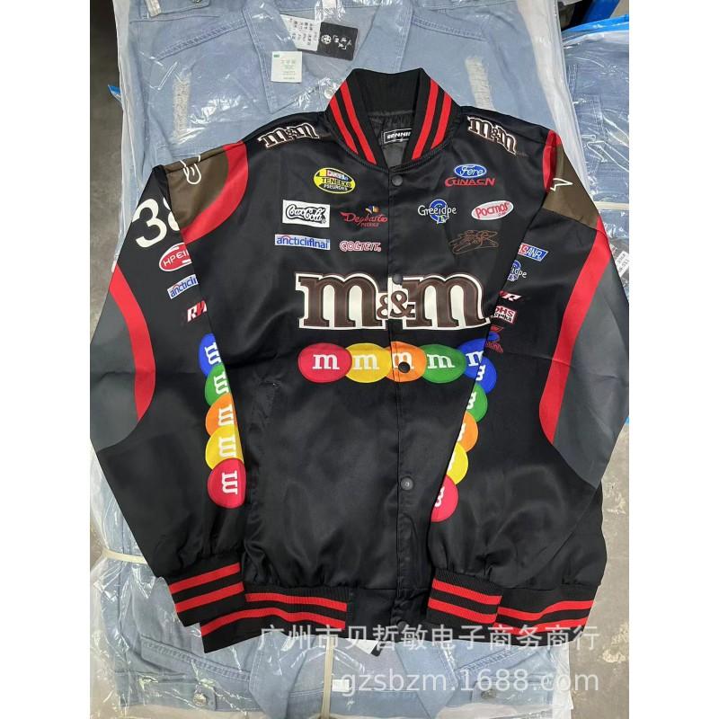 Herren Oversized Streetwear Motorradjacke Mit Stickerei Patchwork Lässige Radsport Oberbekleidung