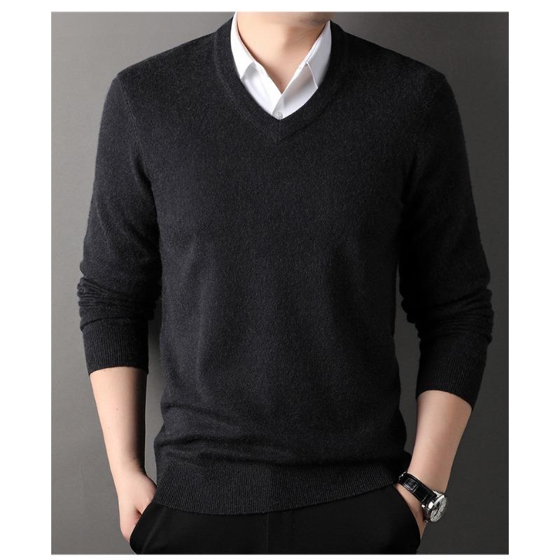 Men S Winter Thick V Neck Long Sleeve Pullover Knit Sweater
