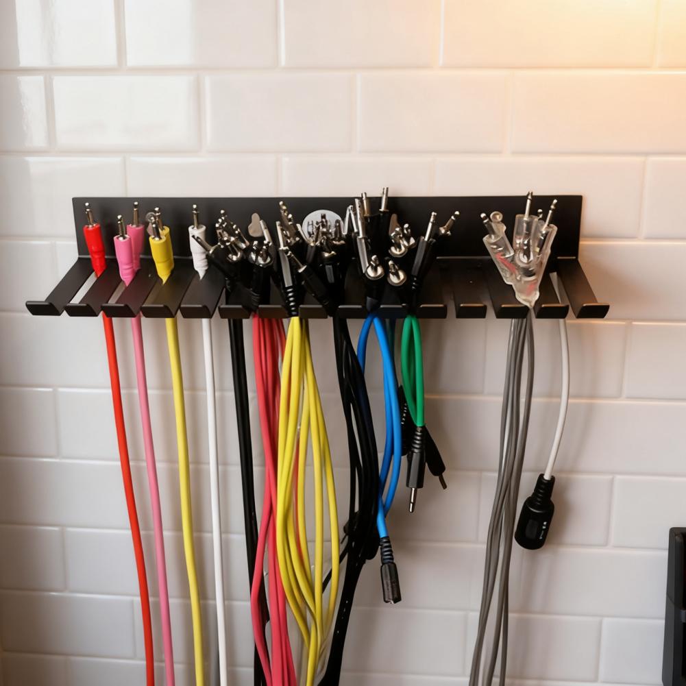 Wall-Mounted Cable Hanger Organizer 20 Slots Studio Storage Holder Cable Organizer for Guitar/Euro Rack/Computer Music Cables