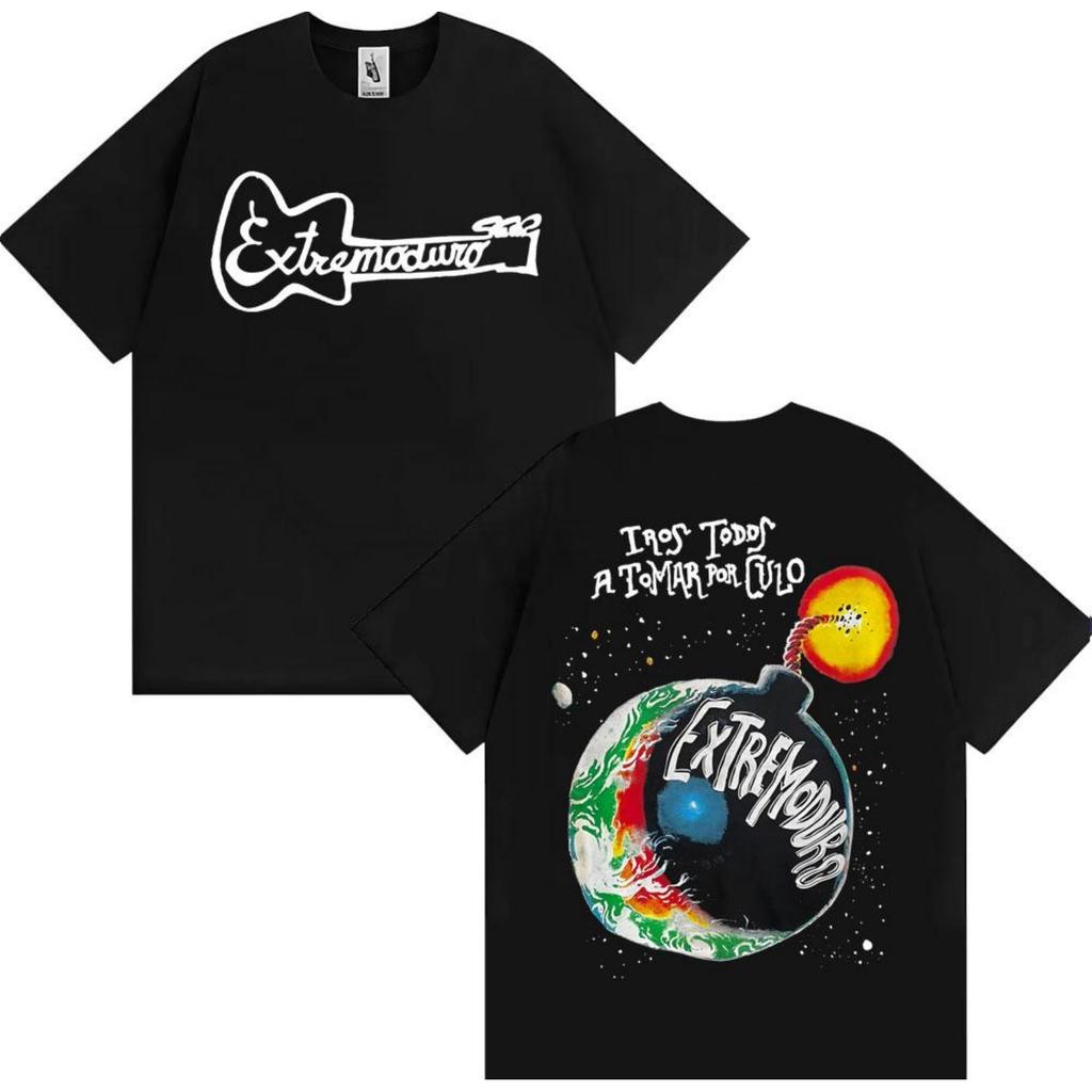 Rock Band Extremoduro Tour 2026 Stampa Maglietta Abbigliamento Uomo Moda Gotica Magliette in Cotone Vintage Maglietta Oversize Streetwear