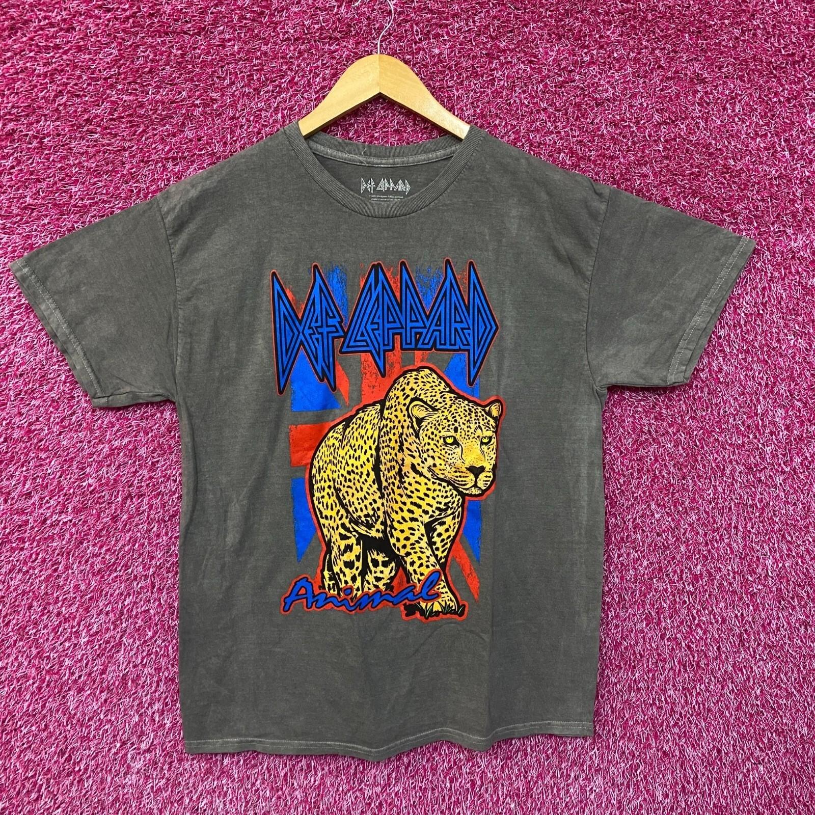 Def Leppard Animal Neon Leopard Hysteria Metal Band Tee large S