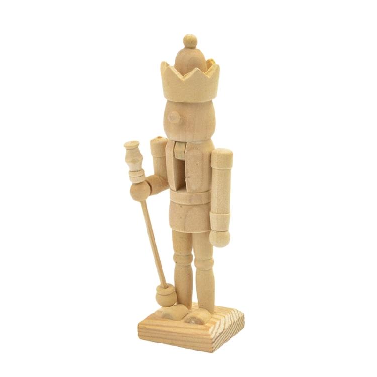 Set of 6 12CM Natural Wood Unpainted Nutcrackers Blank DIY Project For Home Decors And Holiday Celebration Decoration